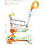 Детский самокат 3в1 (музыка, подсветка, дополнительные колёса)