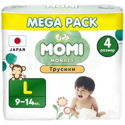 MOMI MEGA PACK - трусики-подгузники Standard/Monkey L56   9-14 кг